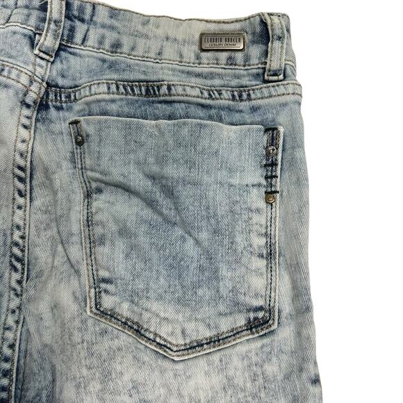 Claudia Rabelo Jeans Womens 28 Acid Distressed Straight Leg Denim Side Stripes - Picture 9 of 15